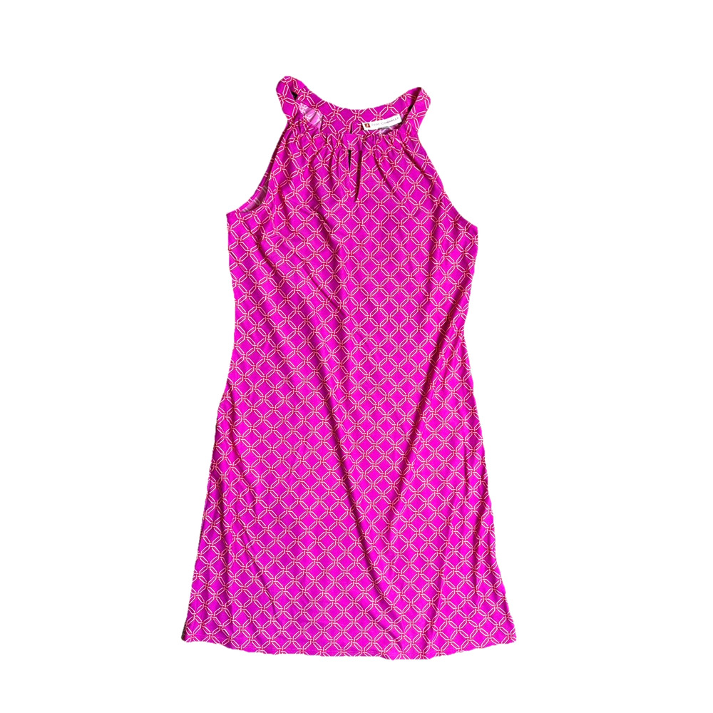 Jude Connally $228 Lisa Shift Dress Size Small Pink Orange Print Short Stretch